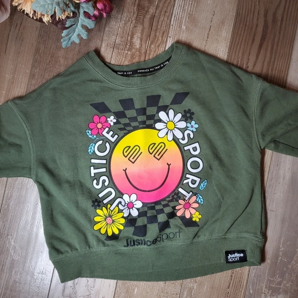 Justice Girls J-Sport Easy Sweatshirt Size 5/6 XS Olivia Grey NWOT